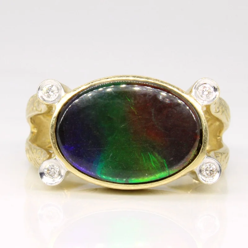 Buy More, Save More On Stunning Jewelry Designs Ammolite & Diamond Five Stone Cocktail Ring | 2.75ct, 0.04ctw | SZ 8 | Buy More, Save More On Stunning Jewelry Designs Ammolite & Diamond Five Stone Cocktail Ring | 2.75ct, 0.04ctw | SZ 8 |