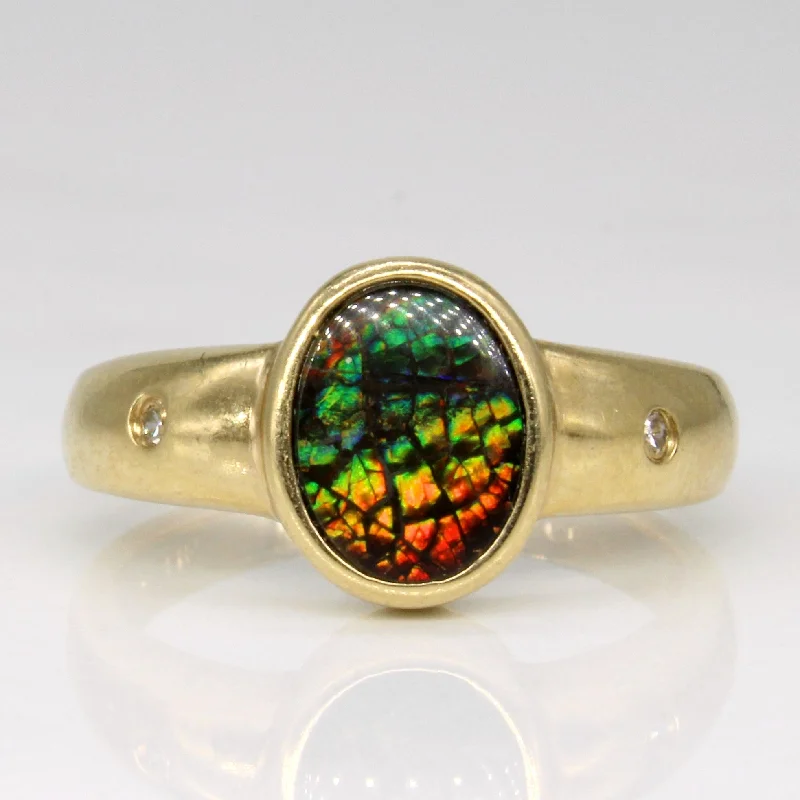 Exclusive Jewelry Sale – Sparkle For Less Ammolite & Diamond Three Stone Ring | 0.74ct, 0.01ct | SZ 6.25 | Exclusive Jewelry Sale – Sparkle For Less Ammolite & Diamond Three Stone Ring | 0.74ct, 0.01ct | SZ 6.25 |
