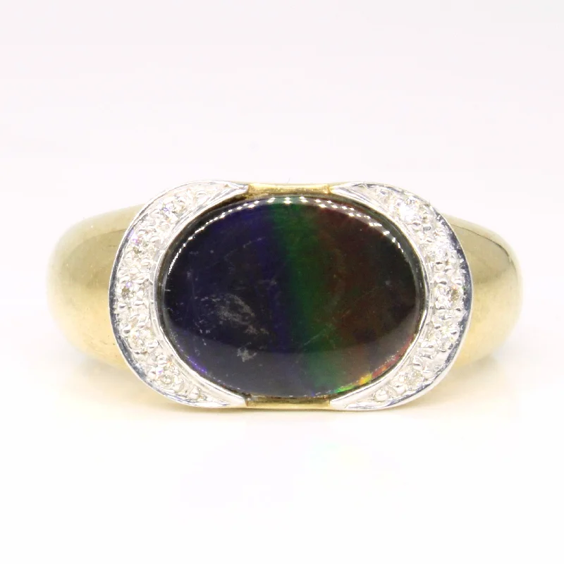 Seasonal Jewelry Deals – Elevate Your Style Oval Ammolite & Diamond Ring | 1.30ct, 0.05ctw | SZ 6.5 | Seasonal Jewelry Deals – Elevate Your Style Oval Ammolite & Diamond Ring | 1.30ct, 0.05ctw | SZ 6.5 |