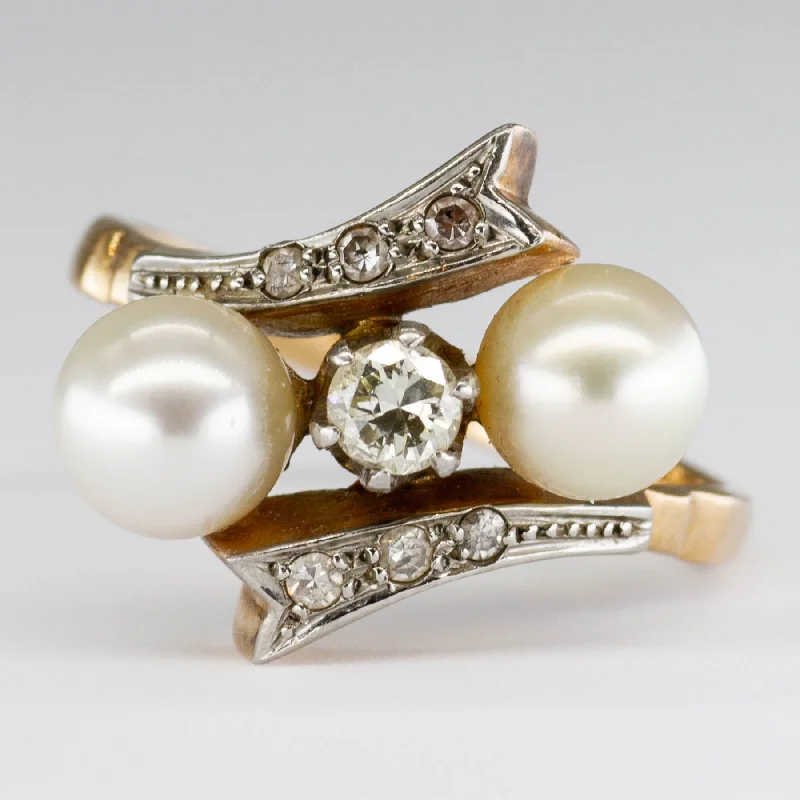 Elegant Jewelry Styles At Budget-Friendly Prices Edwardian Diamond & Pearl Waterfall Ring | 0.22ctw | SZ 7 | Elegant Jewelry Styles At Budget-Friendly Prices Edwardian Diamond & Pearl Waterfall Ring | 0.22ctw | SZ 7 |