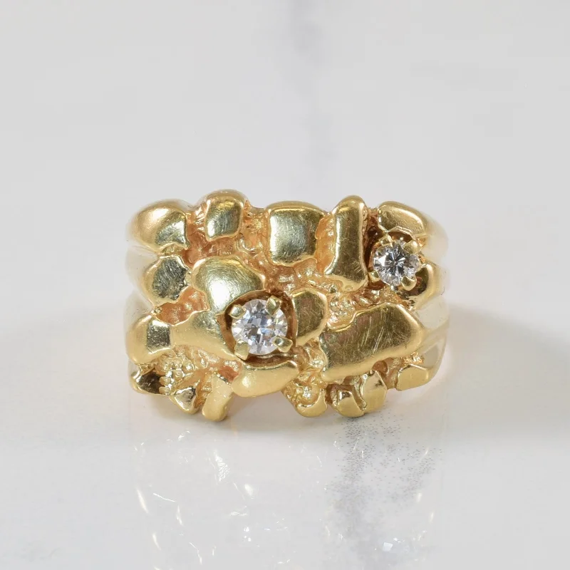 Fashion-Forward Geometric Jewelry For Contemporary Style Dual Diamond Nugget Ring | 0.22ctw | SZ 9 | Fashion-Forward Geometric Jewelry For Contemporary Style Dual Diamond Nugget Ring | 0.22ctw | SZ 9 |