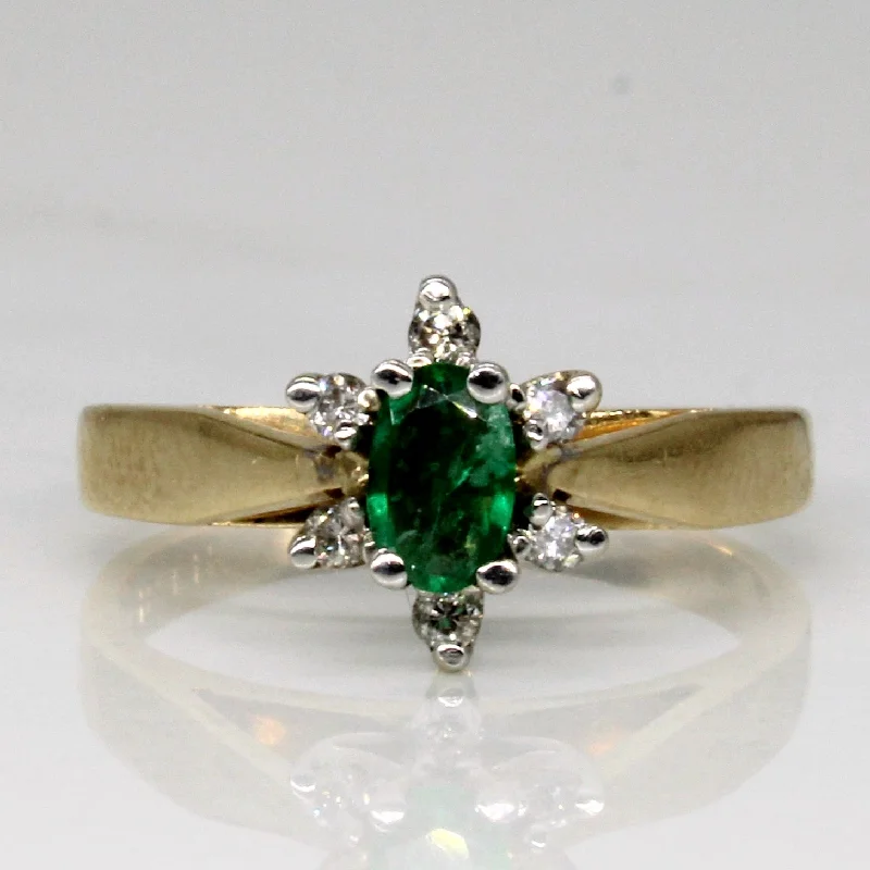 The Perfect Jewelry Piece At The Perfect Discount Emerald & Diamond High Set Ring | 0.15ct, 0.04ctw | SZ 3.75 | The Perfect Jewelry Piece At The Perfect Discount Emerald & Diamond High Set Ring | 0.15ct, 0.04ctw | SZ 3.75 |