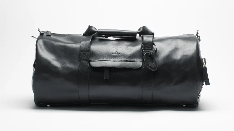 Leather Padel Duffel Bag Black