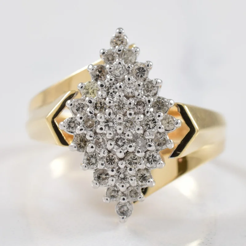 Handmade Pearl Jewelry For Timeless Elegance Marquise Silhouette Cluster Diamond Ring | 0.40ctw | SZ 7.25 | Handmade Pearl Jewelry For Timeless Elegance Marquise Silhouette Cluster Diamond Ring | 0.40ctw | SZ 7.25 |
