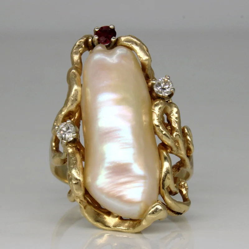 Limited-Stock Jewelry Sale – Shop Before It's Gone Baroque Pearl & Multi Gem Abstract Ring | 0.19ctw | SZ 7.75 | Limited-Stock Jewelry Sale – Shop Before It's Gone Baroque Pearl & Multi Gem Abstract Ring | 0.19ctw | SZ 7.75 |