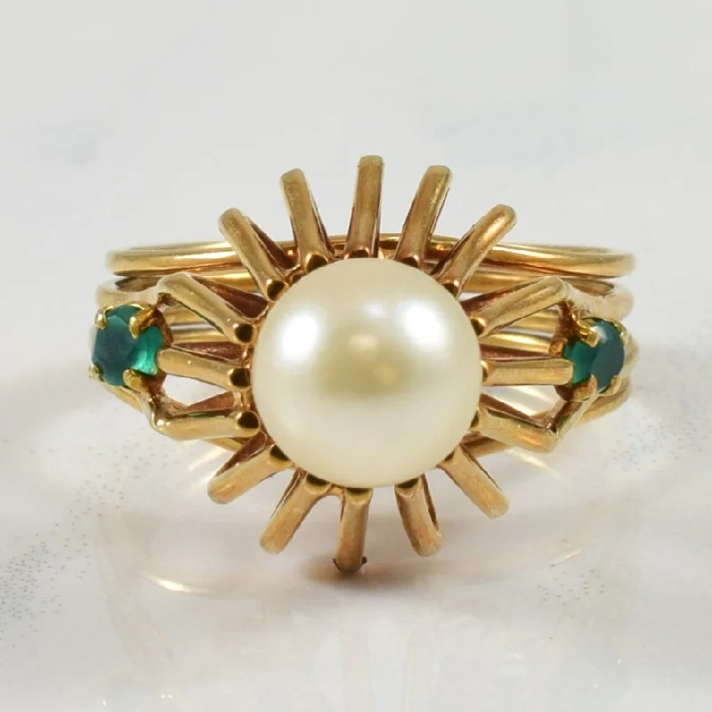 Shop High-Quality Jewelry At Jaw-Dropping Discounts High Set Pearl & Green Onyx Ring | 2.12ct, 0.10ctw | SZ 3.75 | Shop High-Quality Jewelry At Jaw-Dropping Discounts High Set Pearl & Green Onyx Ring | 2.12ct, 0.10ctw | SZ 3.75 |