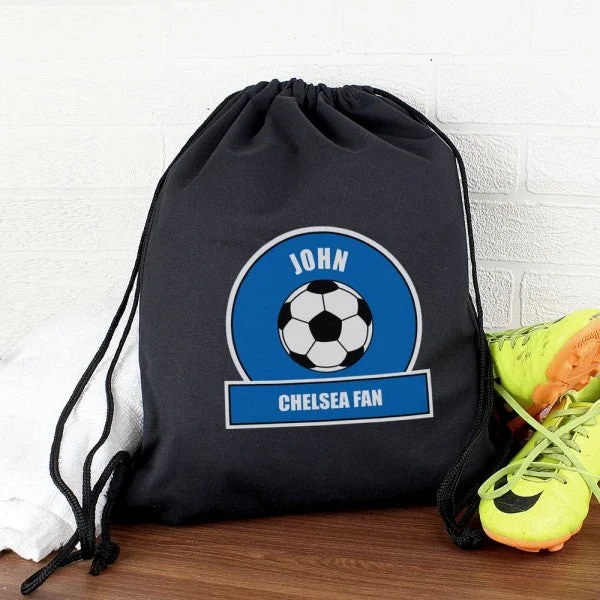 Personalised Dark Blue Football Fan Swim & Kit Bag