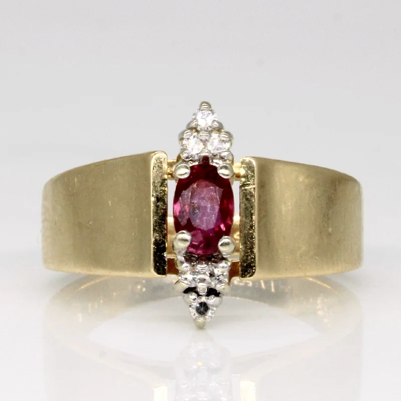 Affordable Luxury Jewelry For Every Occasion Ruby & Diamond Vertical Ring | 0.31ct, 0.06ctw | SZ 6 | Affordable Luxury Jewelry For Every Occasion Ruby & Diamond Vertical Ring | 0.31ct, 0.06ctw | SZ 6 |