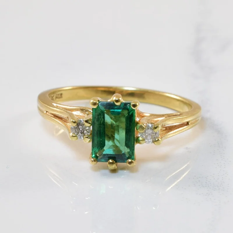 Luxury Meets Affordability – Jewelry Sale Live Now Synthetic Emerald & Diamond Ring | 0.81ct, 0.08ctw | SZ 7 | Luxury Meets Affordability – Jewelry Sale Live Now Synthetic Emerald & Diamond Ring | 0.81ct, 0.08ctw | SZ 7 |