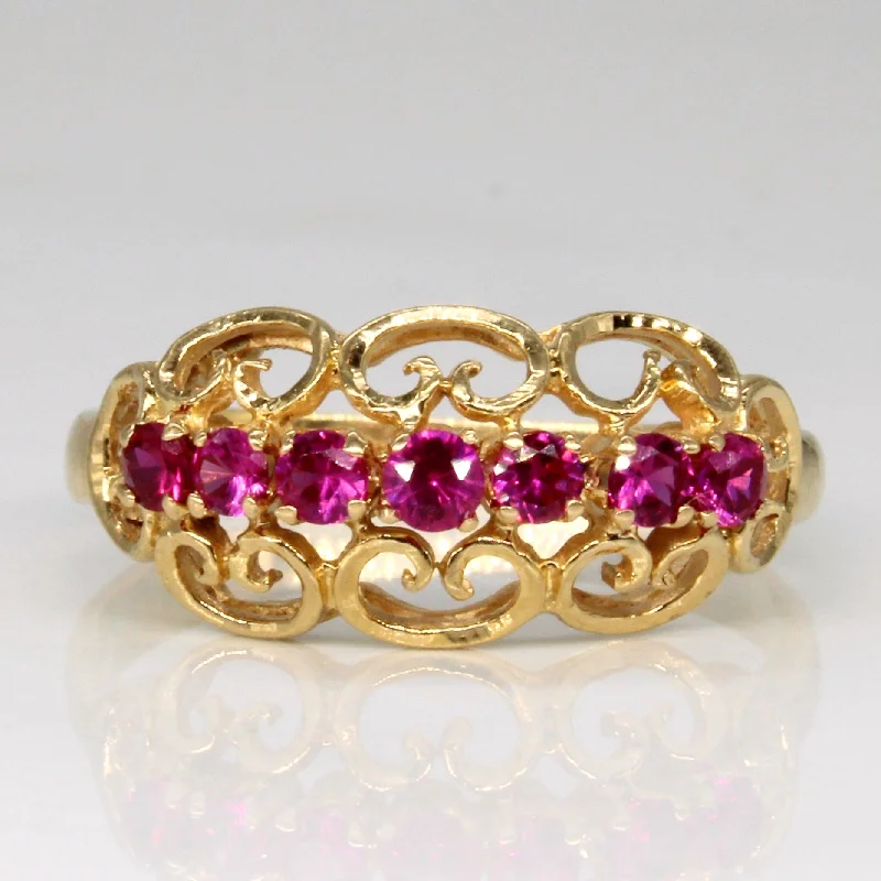 Shop High-Quality Jewelry At Jaw-Dropping Discounts Synthetic Pink Sapphire Lattice Ring | 0.46ctw | SZ 8 | Shop High-Quality Jewelry At Jaw-Dropping Discounts Synthetic Pink Sapphire Lattice Ring | 0.46ctw | SZ 8 |