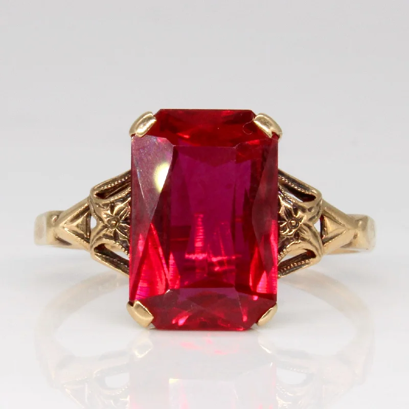 Elevate Your Outfit With Discounted Statement Jewelry 1960's Synthetic Ruby Cocktail Ring | 4.60ct | SZ 7 | Elevate Your Outfit With Discounted Statement Jewelry 1960's Synthetic Ruby Cocktail Ring | 4.60ct | SZ 7 |