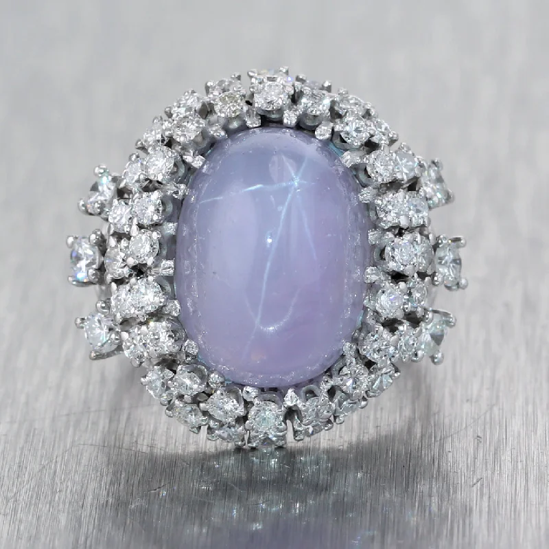 Unmissable Jewelry Sale – Shop Before It's Too Late 1950's Vintage Estate 14k White Gold Star Sapphire & 3ctw Diamond Cocktail Ring Unmissable Jewelry Sale – Shop Before It's Too Late 1950's Vintage Estate 14k White Gold Star Sapphire & 3ctw Diamond Cocktail Ring