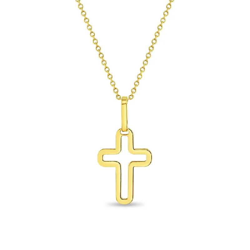 Affordable Luxury Jewelry For Every Occasion 14k Gold Curved Cross Outline Kids / Children's / Girls Pendant/Necklace Affordable Luxury Jewelry For Every Occasion 14k Gold Curved Cross Outline Kids / Children's / Girls Pendant/Necklace
