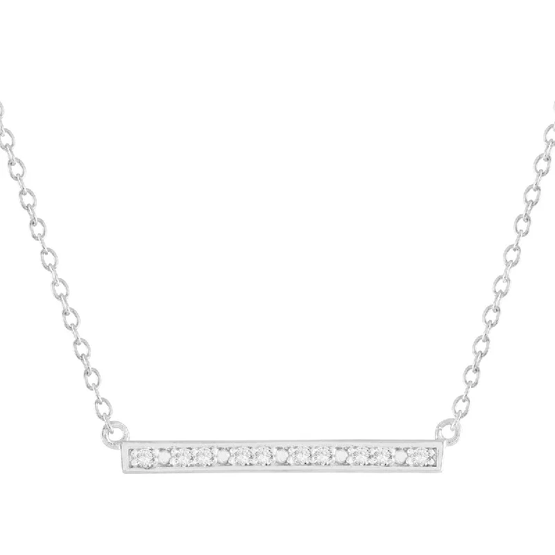 Affordable Glamour – Premium Jewelry For Less Silver Pavé Bar Diamond Necklace