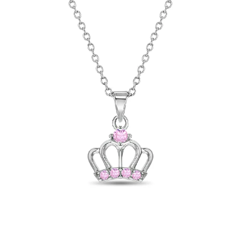 Timeless Elegance, Temporary Discounts – Act Fast CZ Classic Crown Kids / Children's / Girls Pendant/Necklace - Sterling Silver