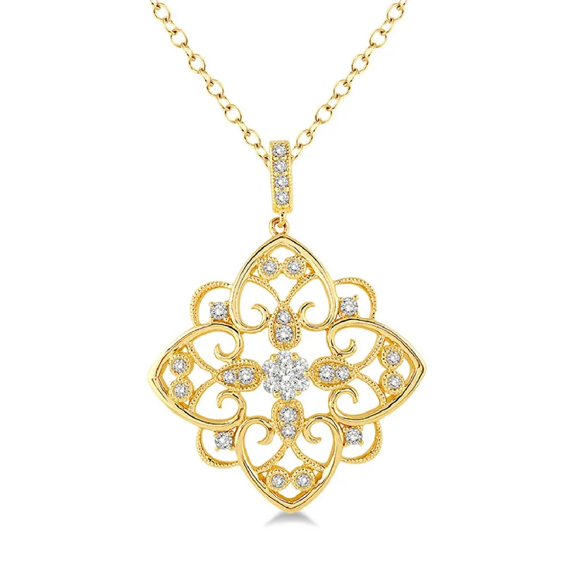 Stunning Jewelry At Even More Stunning Prices Diamond Filigree Necklace - Yellow Gold