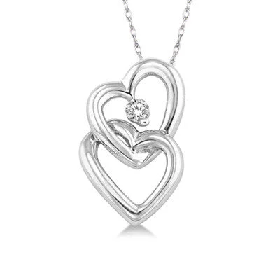 Fashion-Forward Jewelry At Incredible Prices White Gold & Diamond, Double-Heart Necklace Fashion-Forward Jewelry At Incredible Prices White Gold & Diamond, Double-Heart Necklace