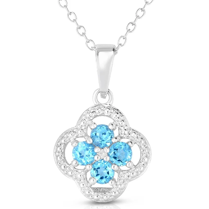 Limited-Time Offer On Premium Jewelry Collections Floral Design Blue Topaz Necklace Limited-Time Offer On Premium Jewelry Collections Floral Design Blue Topaz Necklace