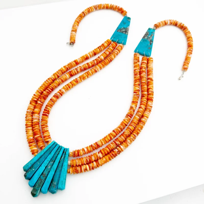 Luxury Jewelry At Unbeatable Discounts Lupe Lovato Orange Spiny and Kingman Necklace Luxury Jewelry At Unbeatable Discounts Lupe Lovato Orange Spiny and Kingman Necklace
