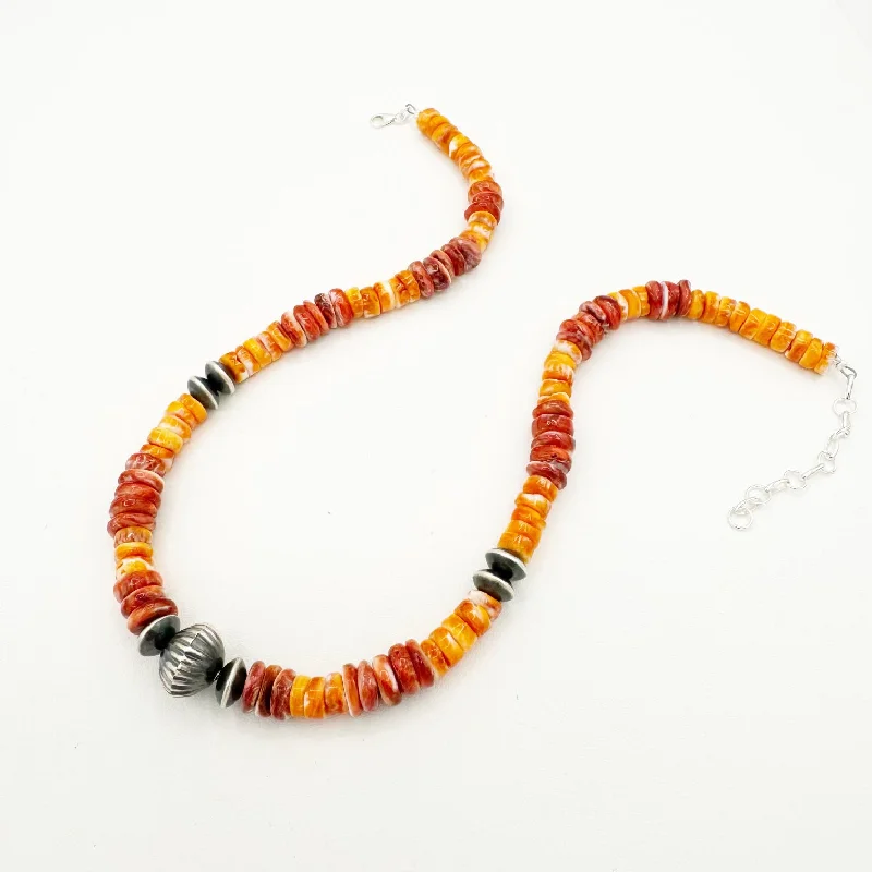 Handcrafted Beauty At Affordable Prices Orange and Red Spinty Crystal Hailey Necklace