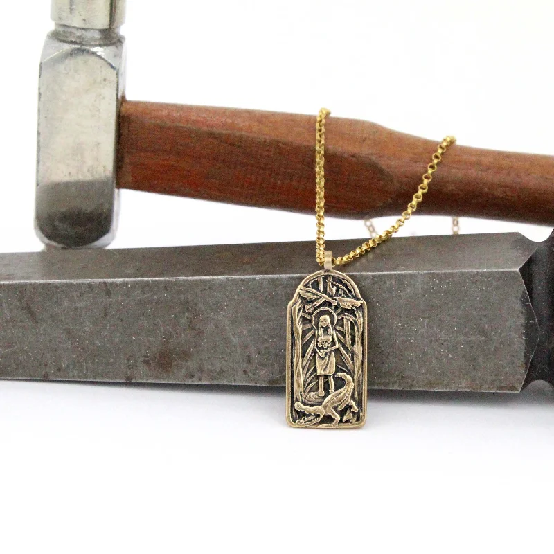 Timeless Jewelry At Special Discount Rates Swamp Saint Necklace in Bronze - Louisiana Gulf Coast Medallion