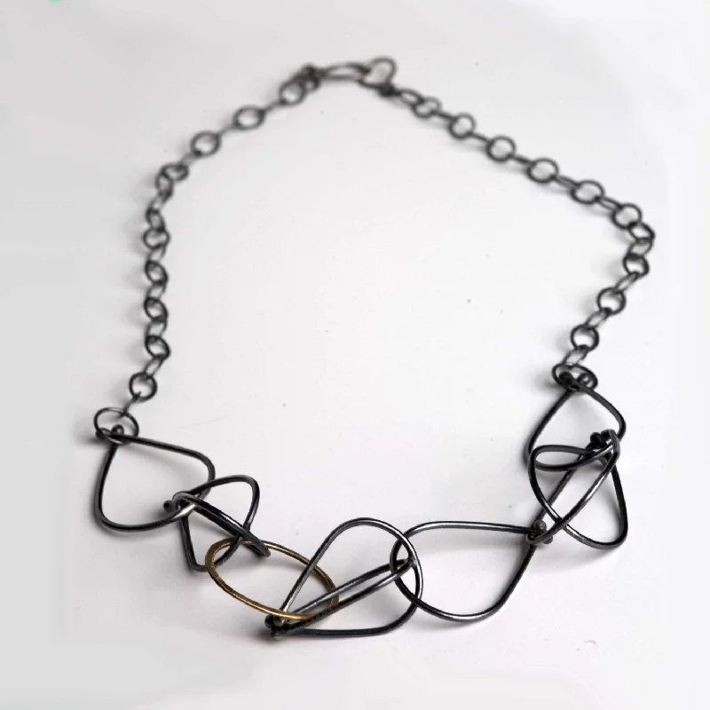 Breathtaking Jewelry, Breathtaking Prices Vessel Necklace in Dark Sterling Silver and 14k Gold Fill Breathtaking Jewelry, Breathtaking Prices Vessel Necklace in Dark Sterling Silver and 14k Gold Fill