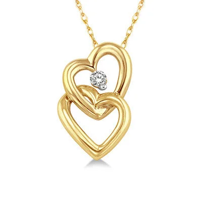 Stunning Jewelry At A Fraction Of The Price Yellow Gold & Diamond, Double-Heart Necklace Stunning Jewelry At A Fraction Of The Price Yellow Gold & Diamond, Double-Heart Necklace