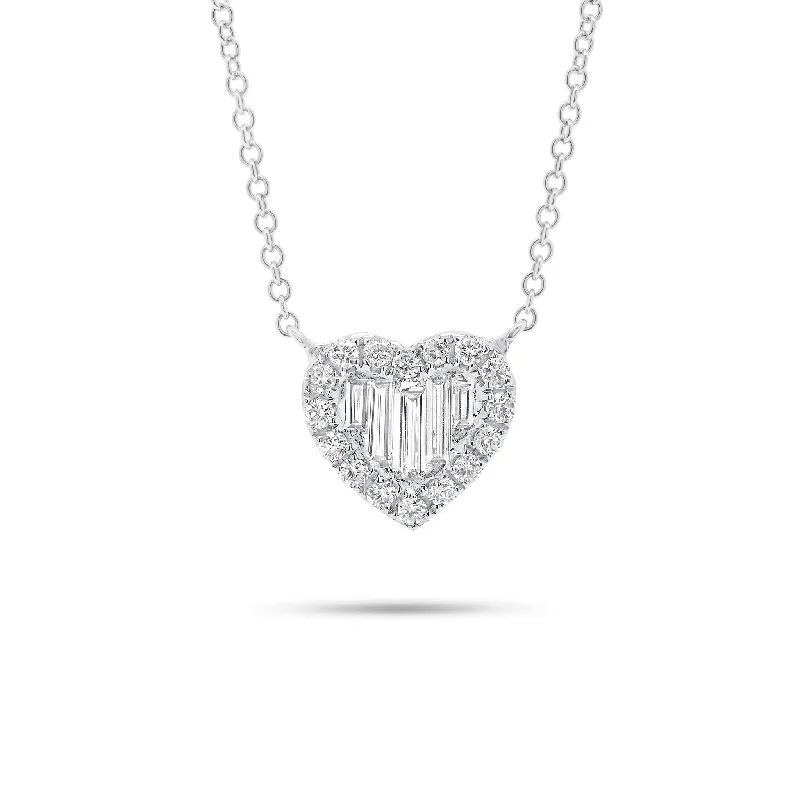 Final Call For Exquisite Jewelry At Reduced Rates Round & Baguette Diamond Heart Pendant Necklace Final Call For Exquisite Jewelry At Reduced Rates Round & Baguette Diamond Heart Pendant Necklace