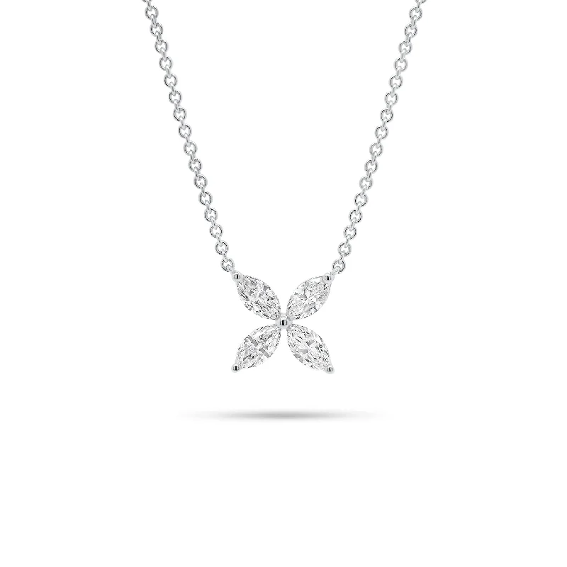 Handmade Pearl Jewelry For Timeless Elegance Marquise Diamond Simple Flower Pendant Necklace Handmade Pearl Jewelry For Timeless Elegance Marquise Diamond Simple Flower Pendant Necklace