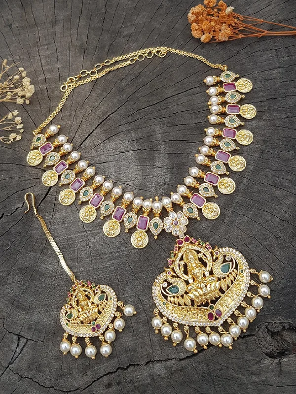 Personalized Jewelry Sale – Unique Pieces At Great Prices Gold Plated Designer Short Necklace with Tikka Personalized Jewelry Sale – Unique Pieces At Great Prices Gold Plated Designer Short Necklace with Tikka