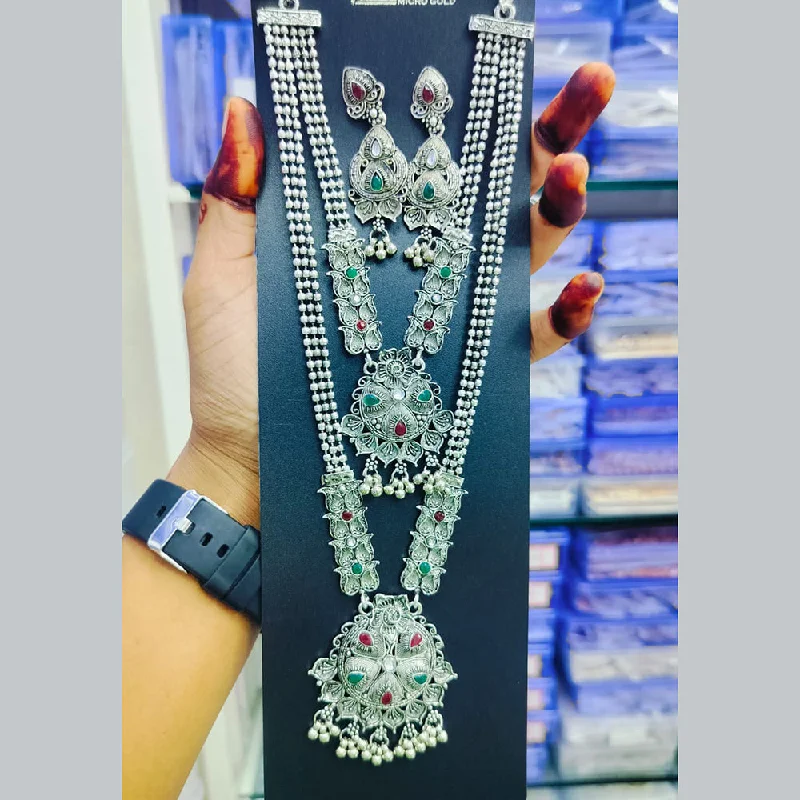 Premium Jewelry Now Available At Special Discounts Manisha Jewellery Oxidised Plated Pota Stone Double Necklace Set