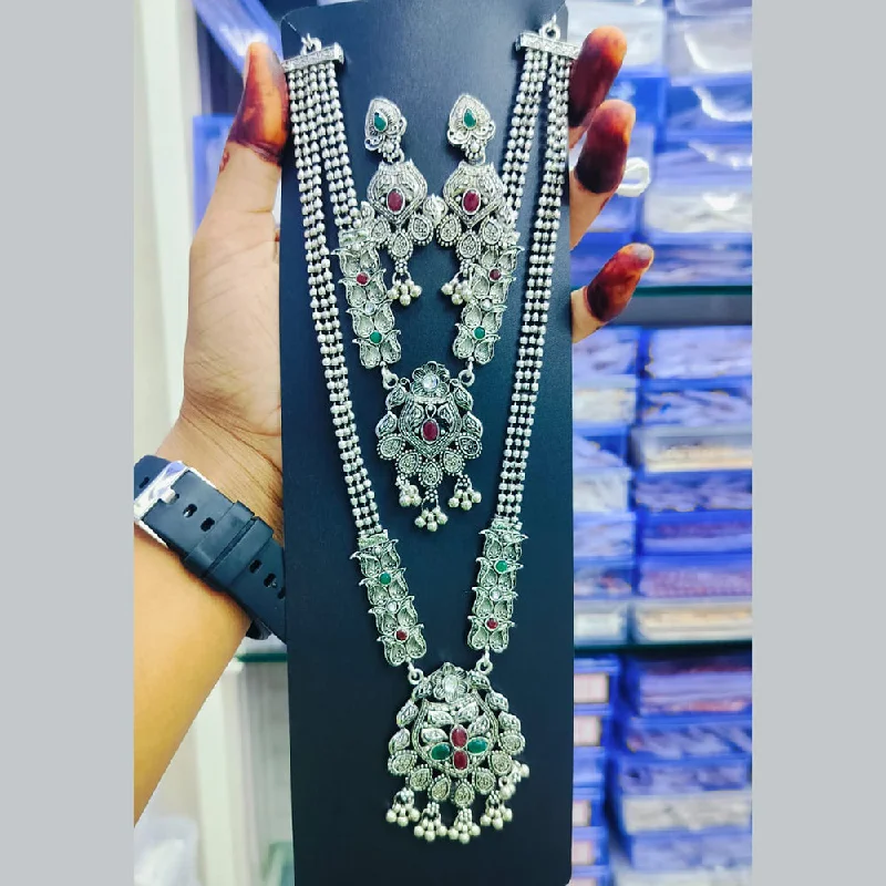 Flash Sale On Stunning Jewelry – Don't Miss Out Manisha Jewellery Oxidised Plated Pota Stone Double Necklace Set