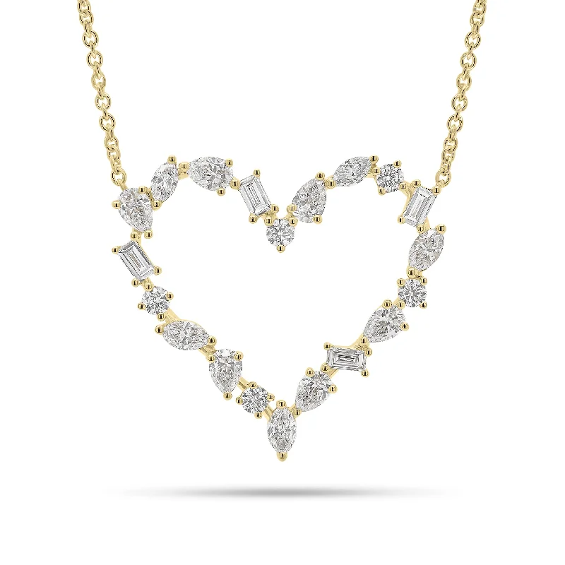 Trending Jewelry Styles Now At Limited-Time Discounts Mixed Shape Diamond Open Heart Pendant Necklace Trending Jewelry Styles Now At Limited-Time Discounts Mixed Shape Diamond Open Heart Pendant Necklace
