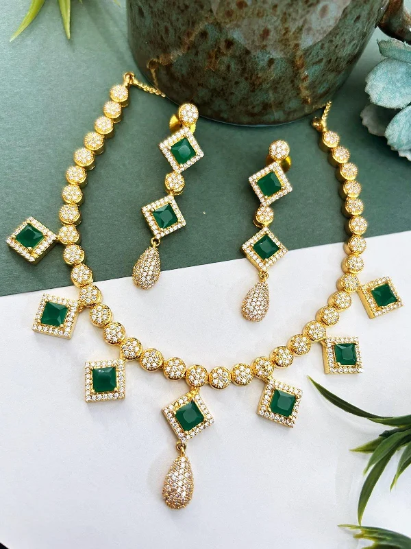 Discounted Jewelry For A Glamorous Look Premium Gold Plated Sayara Collection CZ Necklace set Discounted Jewelry For A Glamorous Look Premium Gold Plated Sayara Collection CZ Necklace set