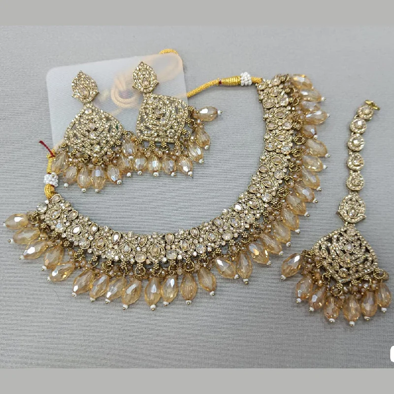 Delicate Crystal Jewelry For Sophisticated Charm Rani Sati Jewels Gold Plated Crystal and Pearl Necklace Set Delicate Crystal Jewelry For Sophisticated Charm Rani Sati Jewels Gold Plated Crystal and Pearl Necklace Set