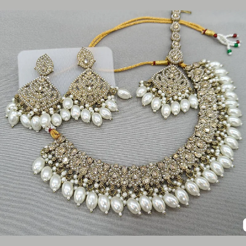 Affordable Gold-Plated Jewelry For Modern Fashion Rani Sati Jewels Gold Plated Crystal and Pearl Necklace Set Affordable Gold-Plated Jewelry For Modern Fashion Rani Sati Jewels Gold Plated Crystal and Pearl Necklace Set