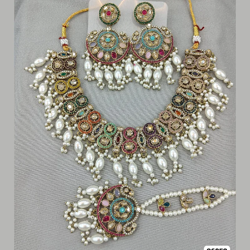 High-Quality Gemstone Jewelry For Special Occasions Rani Sati Jewels Gold Plated Crystal and Pearl Necklace Set High-Quality Gemstone Jewelry For Special Occasions Rani Sati Jewels Gold Plated Crystal and Pearl Necklace Set