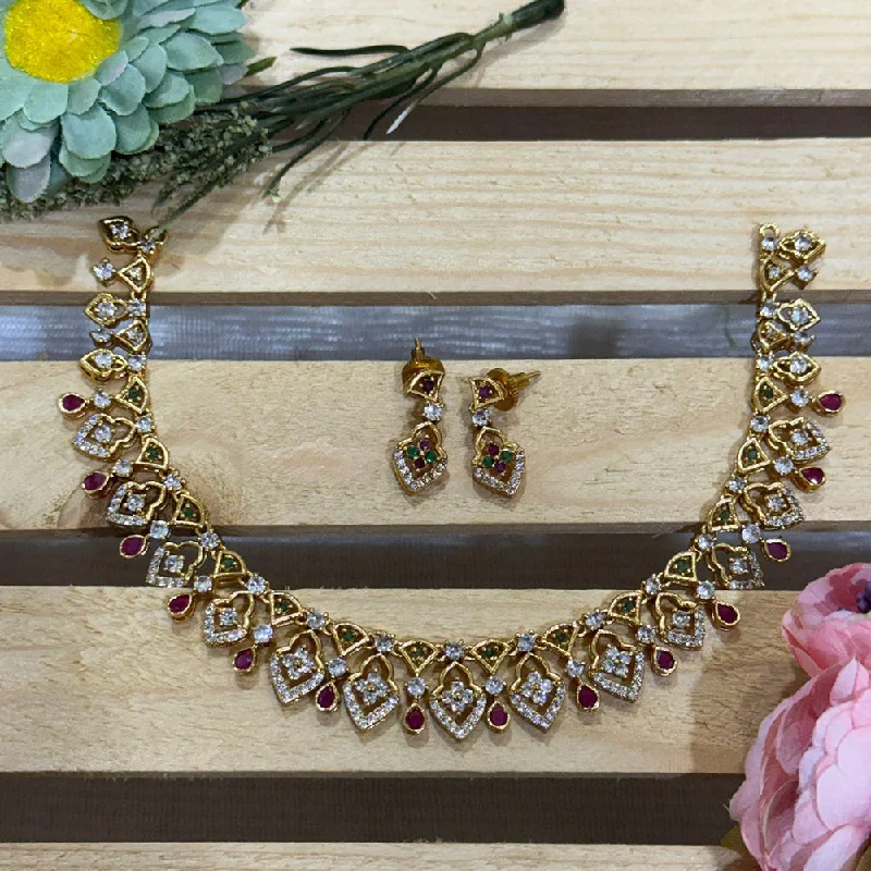 Elevate Your Outfit With Discounted Statement Jewelry Siara Collections AD Matte Gold Plated Necklace Set Elevate Your Outfit With Discounted Statement Jewelry Siara Collections AD Matte Gold Plated Necklace Set