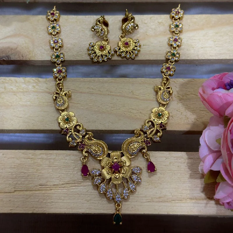 Timeless Jewelry Styles At Wallet-Friendly Prices Siara Collections American Diamond Matte Finish Necklace Set Timeless Jewelry Styles At Wallet-Friendly Prices Siara Collections American Diamond Matte Finish Necklace Set