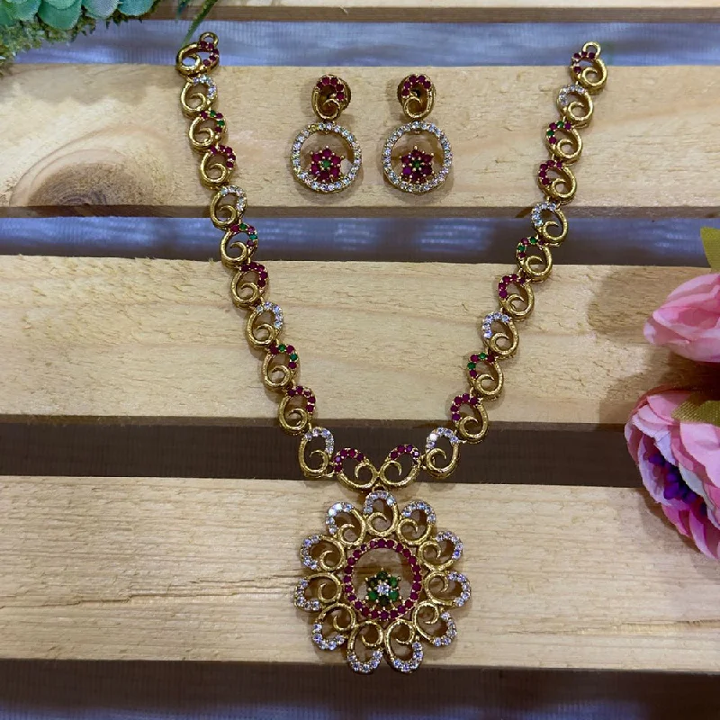 Shop High-Quality Jewelry At Jaw-Dropping Discounts Siara Collections American Diamond Matte Gold Plated Necklace Set Shop High-Quality Jewelry At Jaw-Dropping Discounts Siara Collections American Diamond Matte Gold Plated Necklace Set