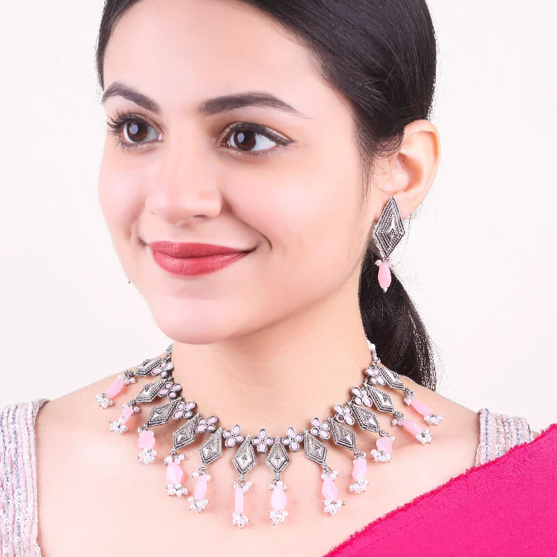 Shop Elegant Jewelry At Unbeatable Prices Silver Oxidised Elegant Necklace Set