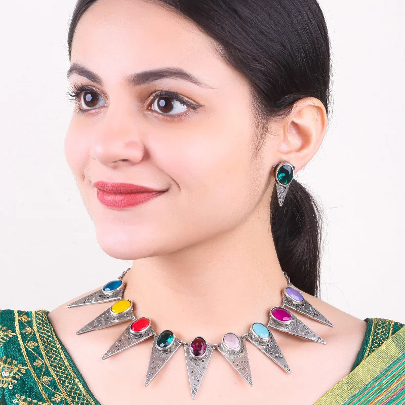 Jewelry Flash Sale – Stylish Designs At Unbeatable Rates Silver Oxidised Plated Elegant Necklace Set Jewelry Flash Sale – Stylish Designs At Unbeatable Rates Silver Oxidised Plated Elegant Necklace Set