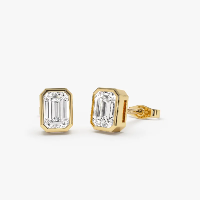 Discover Unique Jewelry With Special Limited-Time Offers 1.00 ctw 14k Bezel Setting Emerald Cut Lab Grown Diamond Studs - Eliana Discover Unique Jewelry With Special Limited-Time Offers 1.00 ctw 14k Bezel Setting Emerald Cut Lab Grown Diamond Studs - Eliana