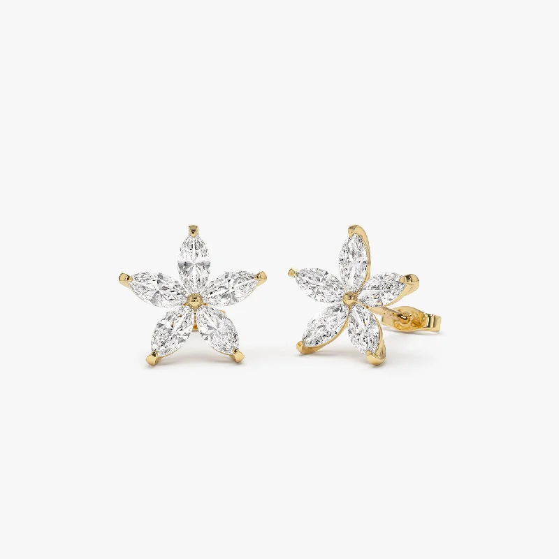 Elevate Your Outfit With Discounted Statement Jewelry 1.45 ctw 14k Marquise Shaped Lab Grown Diamond Floral Studs - Maya Elevate Your Outfit With Discounted Statement Jewelry 1.45 ctw 14k Marquise Shaped Lab Grown Diamond Floral Studs - Maya
