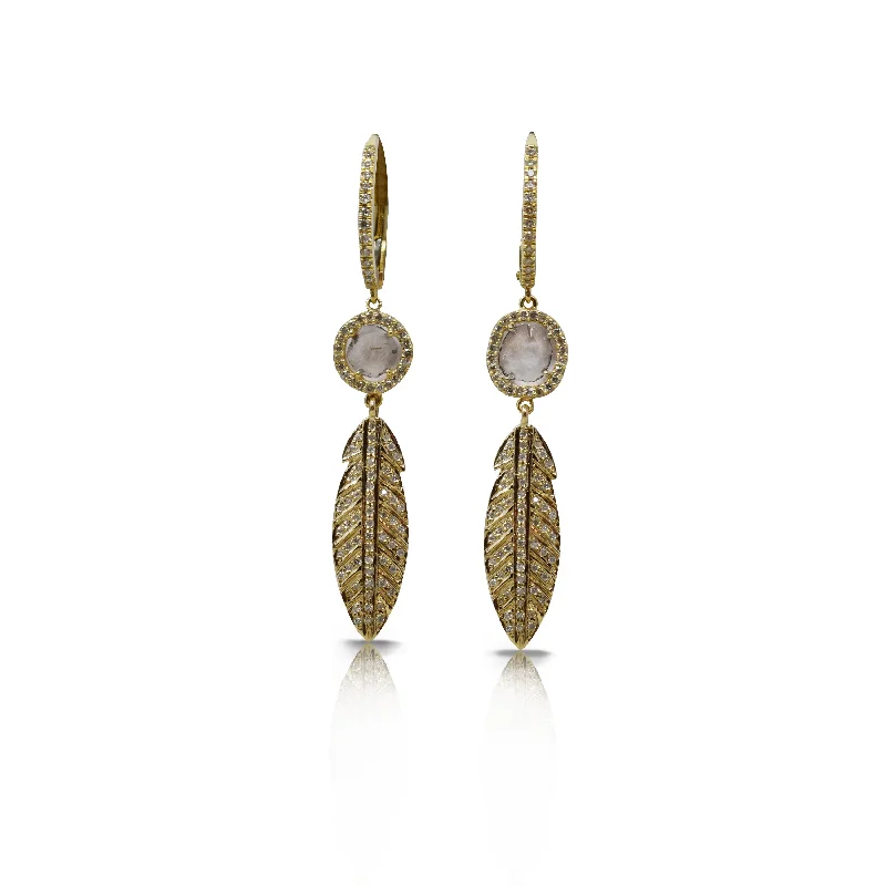 Shop Stylish Jewelry Now And Save Big 14k Gold Feather Drop Earrings