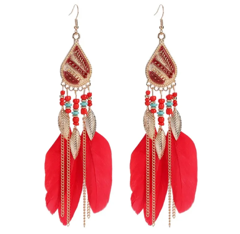 Bold And Beautiful Jewelry Now At Irresistible Prices Beautiful Bohemian Red Feather Earrings Bold And Beautiful Jewelry Now At Irresistible Prices Beautiful Bohemian Red Feather Earrings