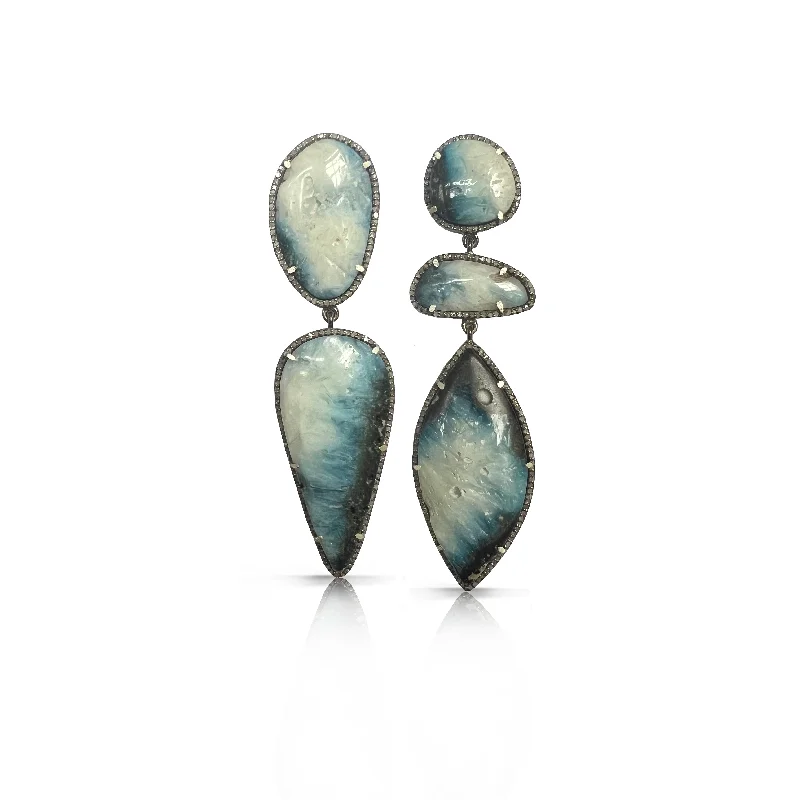 Timeless Elegance At Unbelievable Discounts Blue Ice Palm Stone Drop Earrings