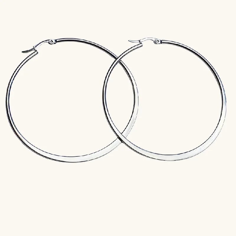 Everyday Jewelry Essentials Now On Sale Classic Silver Flat Hoop Earrings