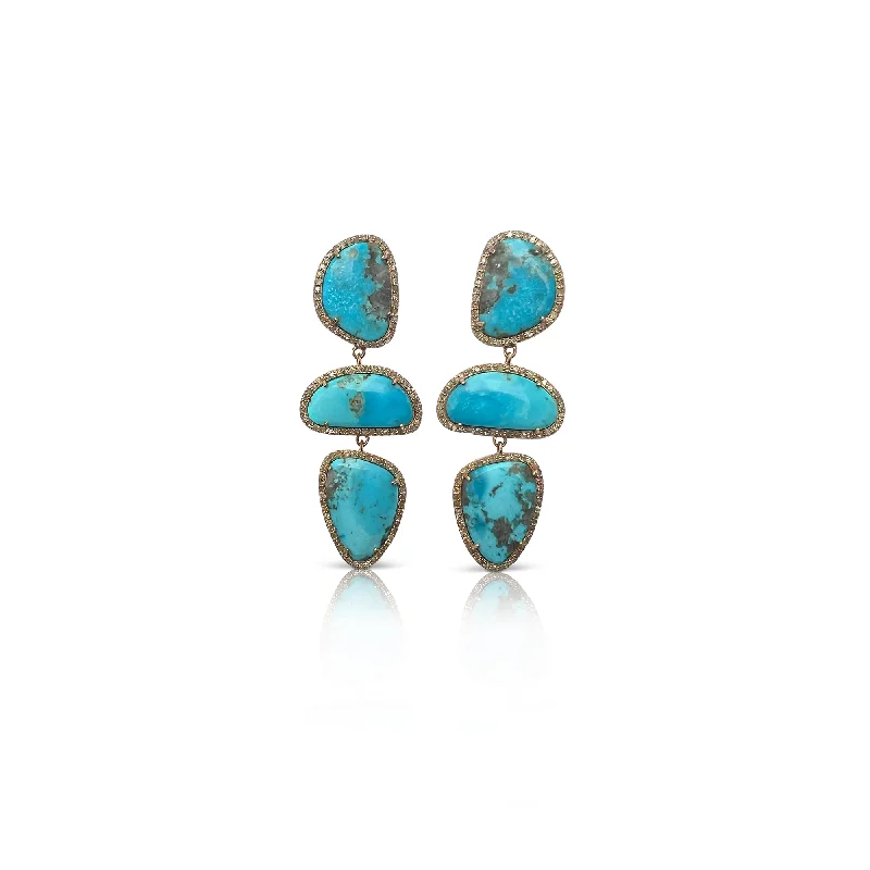 Elegant Jewelry Styles At Budget-Friendly Prices 14k Morenci Turquoise Triple Drop Earrings 2 Elegant Jewelry Styles At Budget-Friendly Prices 14k Morenci Turquoise Triple Drop Earrings 2