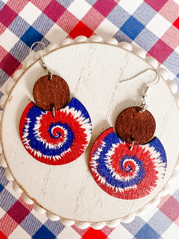 Luxury Meets Affordability – Jewelry Sale Now Live Beautiful Red, White, and Blue Wooden Drop Earrings